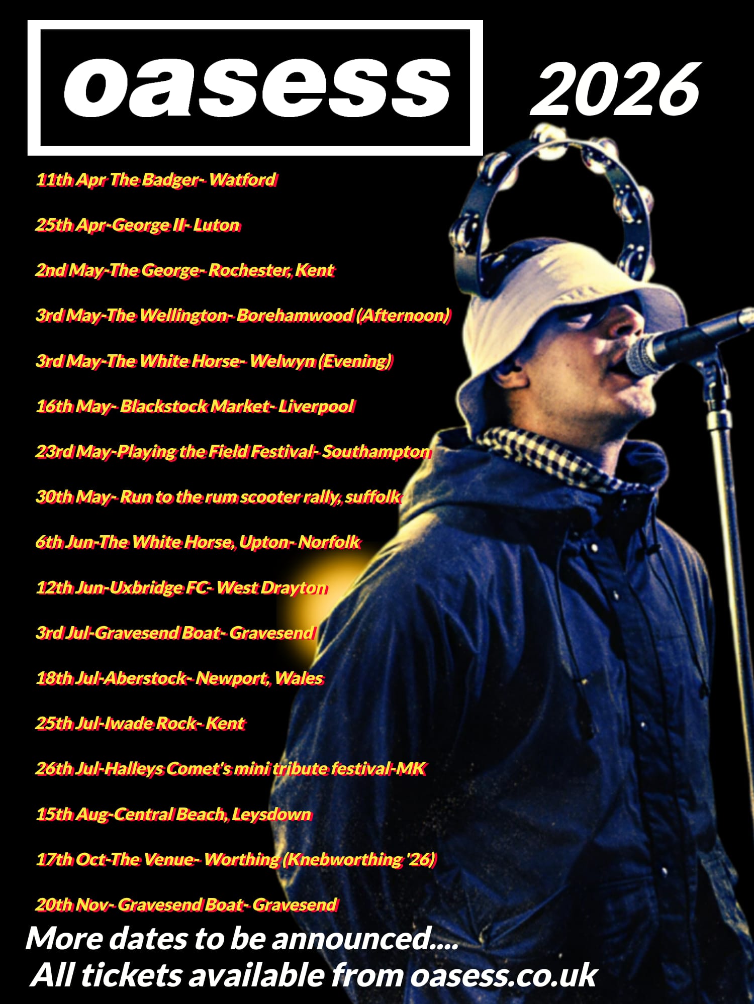 Oasess 2026 gig list